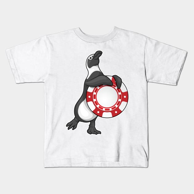 Penguin Poker Poker chips Kids T-Shirt by Markus Schnabel